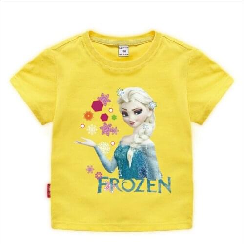 Childrens Wear Ice and Snow Childrens Summer Short Sleeve T-shirt Girls Cotton Bottomed Shirt Half SleeveT-shirt for Children