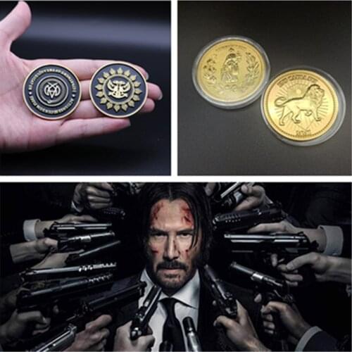 Movie John Wick Collect Coin Continental Hotel Decision Gold Coin Replica Cosplay Props Accessories Badge