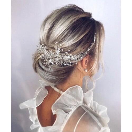 Vintage Rose gold Silver Wedding Accessories bridal headwear Shiny Crystal Hair comb Elegant banquet for women