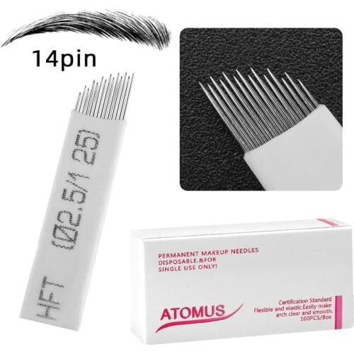 100pcs Tattoo Needles Blade Microblading Needles Permanent Makeup Eyebrow For Manual Embroidery Microblading Tattoo Pen Machine