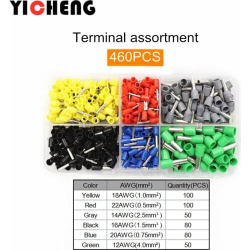 400pcs Boxed cold-pressed tube type terminal 400 one box tubular terminal combination