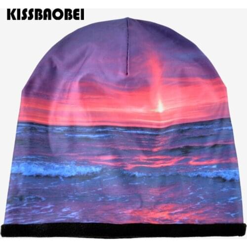 Landscape Pattern Beanie Hat For Men Women Winter Hats Plus Velvet Warm Hip Hop Caps Outdoor Street Style Bonnet Gorro