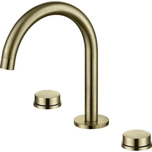 Brushed gold bathroom sink faucet luxury Popular Double handle three holes basin faucet tap