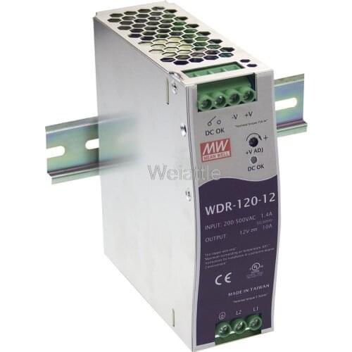 MEAN WELL original WDR-120-12 12V 10A meanwell WDR-120 12V 120W Single Output Industrial DIN RAIL Power Supply