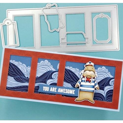 Mini Tab Card Frame Scrapbook Die Cuts Frames Decorative Embossing Papercard Crafts Die 2021