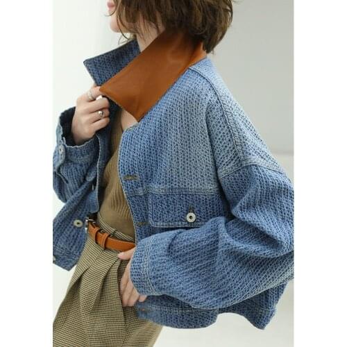 Minimalism Women Jackets Fashion Single Breasted Short Denim Jacket Lady Casual Jeans Coats Autumn Female Outwear 2021 new