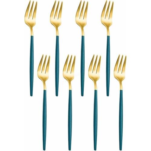 8pcs Tea Fork Cutlery Set Stainless Steel Tea Fork Dinnerware Western Kitchen Silverware Fork Tableware Flatware Set Wholesale