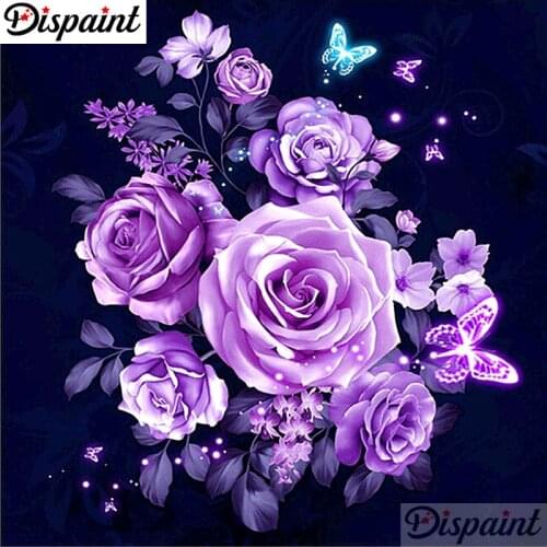 Dispaint Square/Round Drill 5D DIY Diamond Painting "purple flower" Embroidery Cross Stitch Full Rhinestone Decor A10483