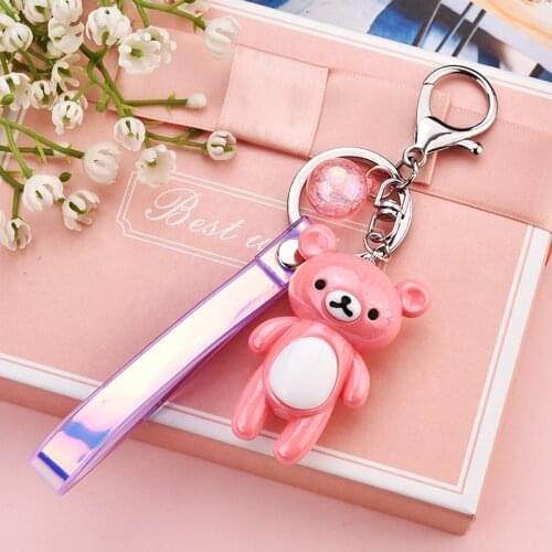 New Creative Acrylic Bear Keychain Fashion Key Ring Car Key Chains Women Bag Charm Summer Keyrings Present
