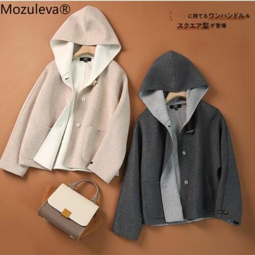 Mozuleva High Quality Double Sided Wool Coat Women Autumn Winter Japanese Style Loose Long Woolen Coat Hand-Stitched Outwear