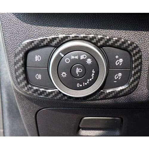 For Ford Focus 2019 2020 Carbon Fiber Plastic Car Headlight Head Lamp Switch Decoration Cover Trim Inner Interior Accessories