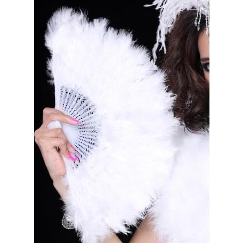 Hot Folding Hand Held Fan Chinese Style Dance Wedding Party White Red Rose Red 42cmx25cm