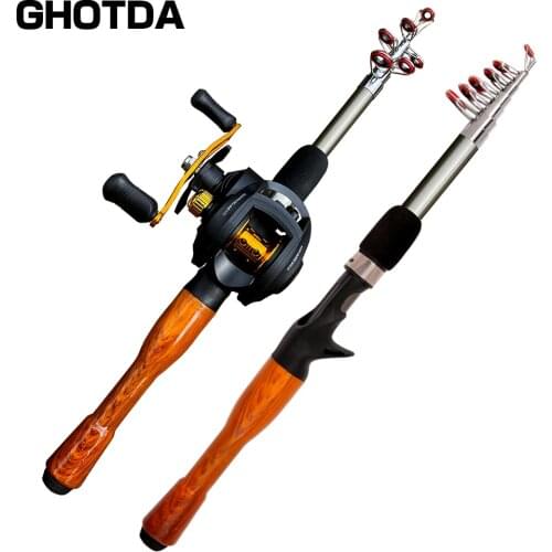 Portable Fishing Rod With Baitcaster Reel Combo Lure Fishing Rod And 2000 Series Baitcasting Reel Set