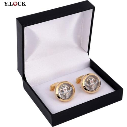 Golden Plated Watch Movement Cufflinks for Men Cufflinks Set Wedding Suit Shirt Cuff Links ccessories