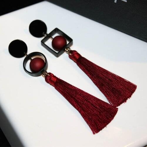 Exaggerated Geometric Long Earrings for Women 2017 Jewelry Imitation Pearl Dangle Earrings Tassel Bohemia Earing