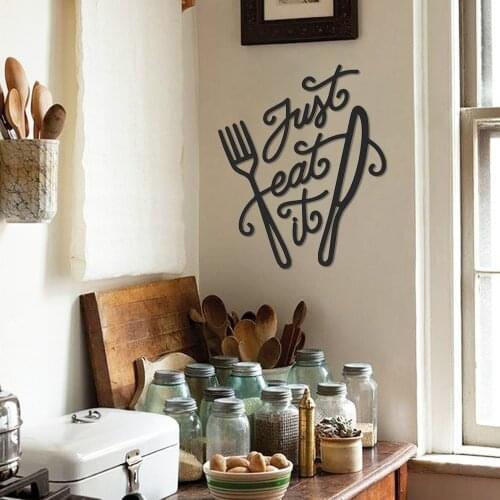 JUST EAT IT METAL DUVAR DEKORASYONU MUTFAK DEKORU YEMEK ŞIK KALİTELİ