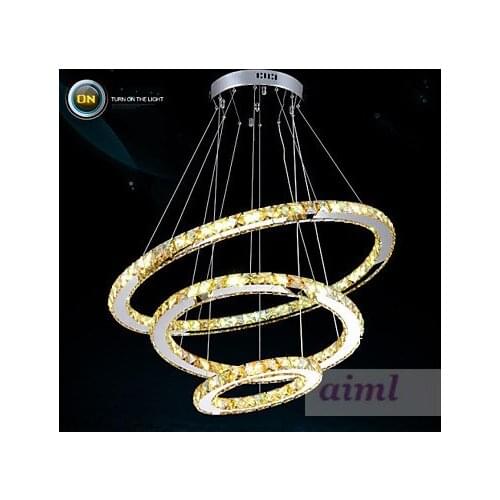 K9 Crystal Luxury LED 90w Amber Crystal Pendant Lights Fixtures with 3 Rings size:90+90+4cm