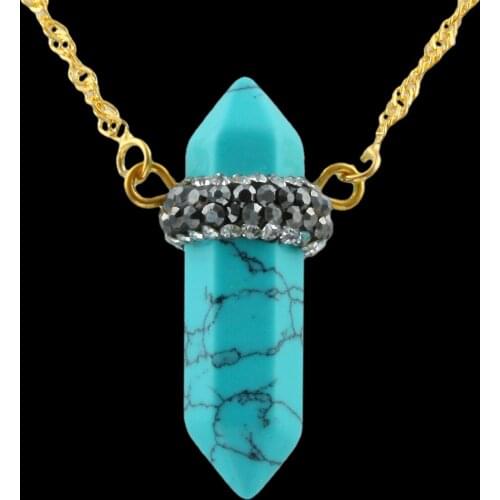 Hexagonal Prism Healing Crystal Pendant Reiki Stone Charm Pendant For Jewelry Making Women Jewelry