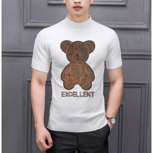 Rhinestones Men short Sleeve sweaters top quality thin design Diamond stone 2021 new fashion