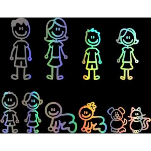 Car Sticker Vinyl 38.3*29.5cm Cartoon A Large Family Decor Sticker On Car Funny 3D Decal Motorcycle Stickers Car Styling