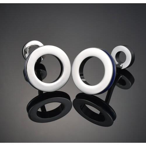 1 Pair Round Design Double Side Circle Cufflinks For Men High Quality Copper Material Silver Color Luxury Cuff Links Wholesale