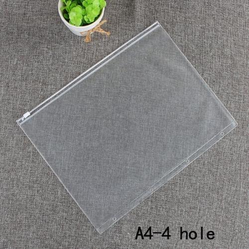 10pcs A4 4-hole B5 9-hole Zip Lock Transparent PVC Loose-leaf Storage Document Zipper Bag Filing Products Clear Resealable Conc