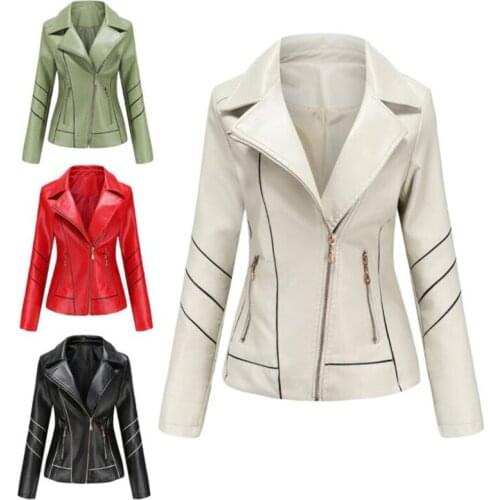 2021 leather jacket women thin PU short coats spring and autumn zipper motorcycle clothes new style casaco feminino jaqueta