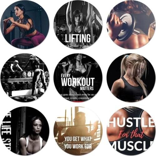 Fitness BodyBuilding motivation man girls Icons Pins Badge Decoration Brooches Metal Badges For Backpack Decoration