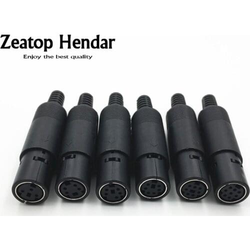 1Pcs Mini 3 4 5 6 7 8 Pin Din Female Plug With Plastic Handle Adapter Soldering Cables DIY Connector