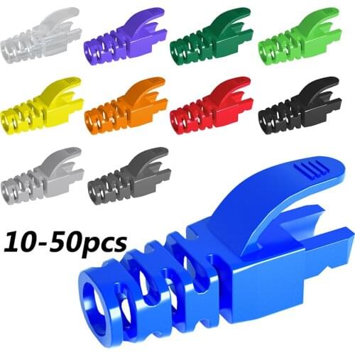 10-50PC RJ-45 CAT6 CAT5e Adapter Cap Ethernet Network Cable Connector Plugs RJ45 Caps Cat 5 CAT6 Protective Sleeve Multicolour