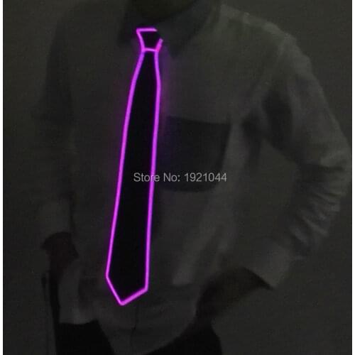 10 Fashion Colourful 50pcs Glowing Flashing EL Wire Neck Tie Neon Rope Tube Glowing Light Neck tie for party Decoration