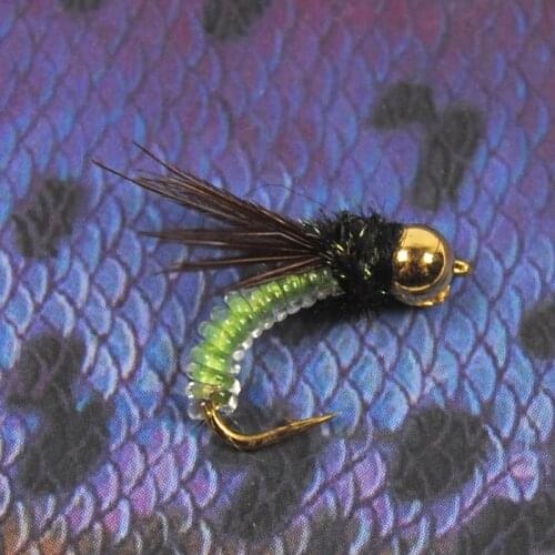10pcs #14 Beadhead PM Caddis Nymphs Dry Fly Fishing Trout Flies fishing lure