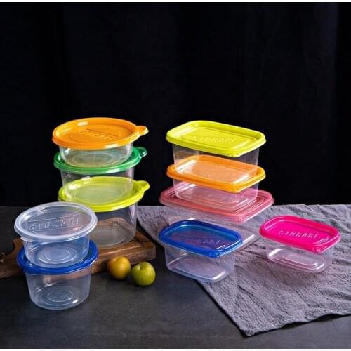 2pcs Disposable Round Square Plastic Food Packaging Box Thicken Encrypted Transparent Fast Food Takeaway Packaging Box with Lid