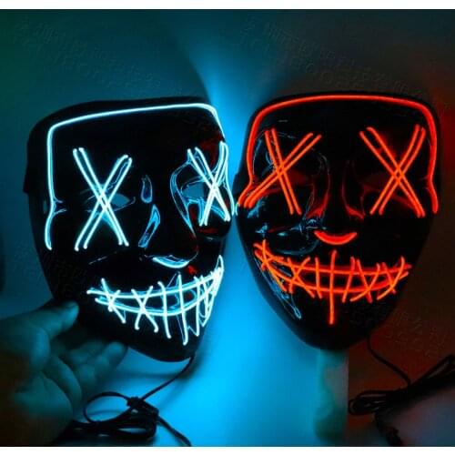 2021 New year Scary Halloween Cosplay LED Power Mask Face Light Up Masquerade Decor 4 Colors Select Mask Flashing LED Mask Party