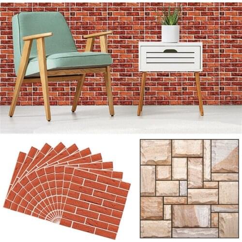 3D Red Stone Brick Wall Sticker 30*30cm PVC 3D Self Adhesive Stone Brick Effect Wallpaper Art Wall Decal For DIY Decor Waterproo