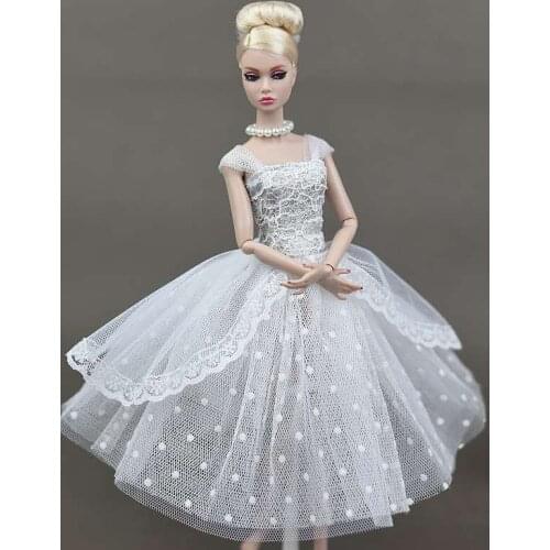 White Lace Princess Ballet Dresses 1/6 BJD Doll Clothes for Barbie Accessories Party Gown Kids Playhouse Toys Girl Birthday Gift