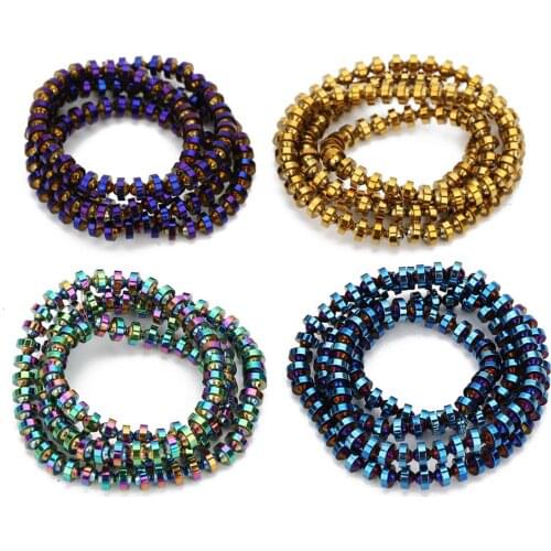 4mm UFO Shape Hematite Beads Gold black Mineral Natural stone Beads For Jewelry Making Loose Spacer Beads Bracelet Accessories