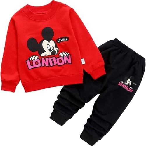Mickey Mouse Baby Clothes Cotton Boys and Girls Baby Set Childrens Autumn Clothes Long Pants Childrens Christmas Clothes