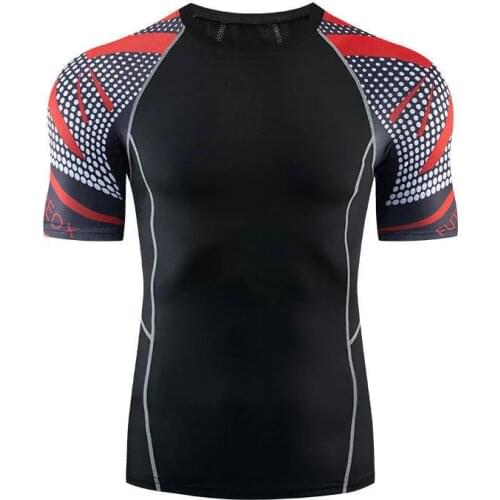 Men Run Sports T-shirt Gym Fitness Bodybuilding Short sleeve Slim t shirt Male Jogging Workout Training Tee Tops Clothing