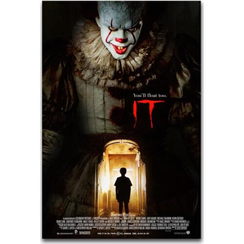 Hot New 2017 IT Movie Pennywise Stephen King 3-Silk Art Poster Wall Sicker Decoration Gift
