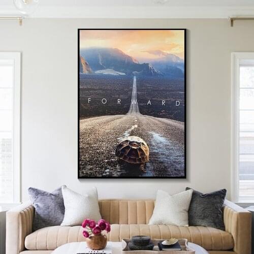 Turtle Crawling on The Pavement Canvas Art Canvas Painting Animal Abstract Art Poster and Printing for Bedroom Living Room Decor