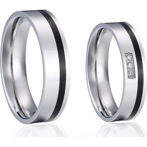 Classic black Wedding Rings for men and women Couple Lovers Alliance stainless steel jewelry finger Marriage Ring