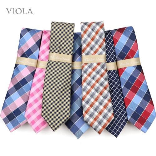 Classic Plaid Polyester Necktie 7cm Fashion Young Male Office Tie Party Daily Casual Suit Striped Cravat Top Men Gift Accessory