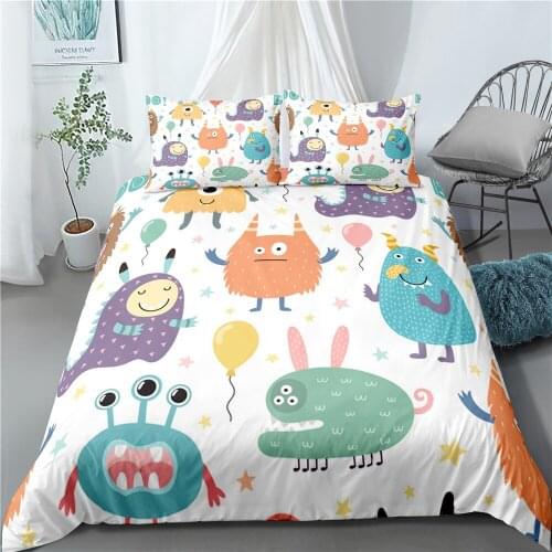Little monsterCartoon Bedding Set Printed 3D Duvet Cover Set Twin Full Queen King Double Sizes Pillowcase Bedclothes