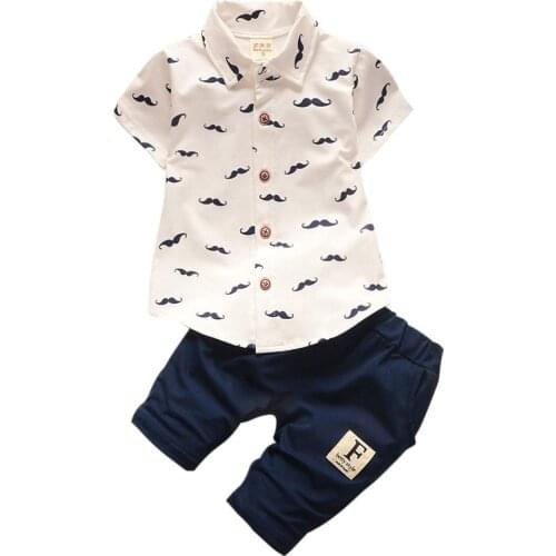 Newborn Clothing Sets Broadcloth Cotton Gentleman Printing Shirts Top + Pant 2Pcs/set Baby Boy Clothes