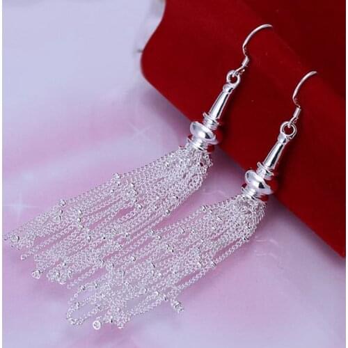 Fashion jewelry Earring For Women, Plated Earrings Line Earrings E113 /LQTRTBIJ EAFFZZTC silver color