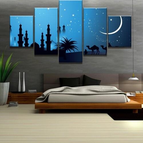 Canvas Wall Art 5 Piece Prints Islamic Celebration Posters Modern Home Decor Pictures Living Room Decoration Artwork Paintings
