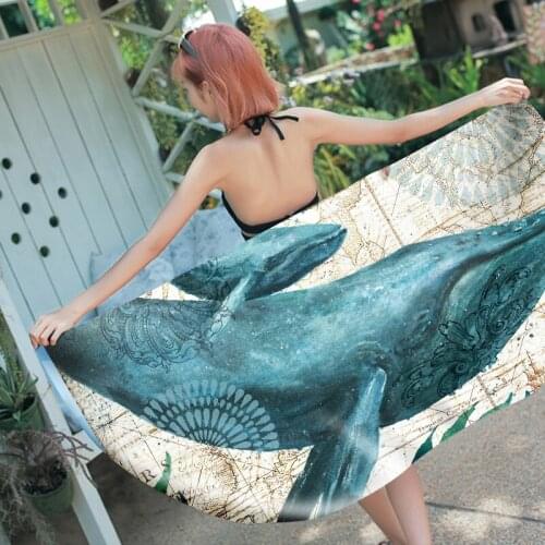Sea Bohemian Turtle Rectangle Bath Towel Octopus Shark Beach Towel Polyester Travel Compressed Shower Bathroom Towels for Adults