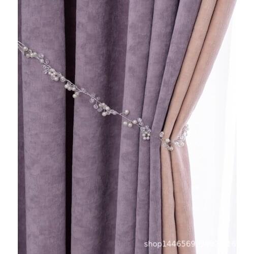 Nordic Minimalist Purple Chenille Cashmere Stitching Curtains High-end for Living Room Bedroom Thickened Curtains Tulle Custom