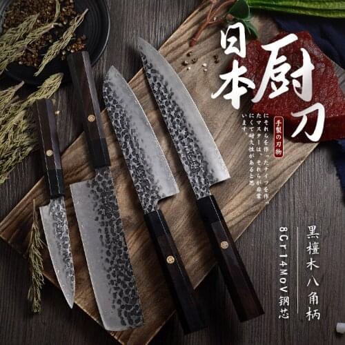 New Professional Japanese Kitchen Knife 3-layer Composite Steel Chef Knife Ebony Handle Santoku Slicing Utility Knife EDC Tool